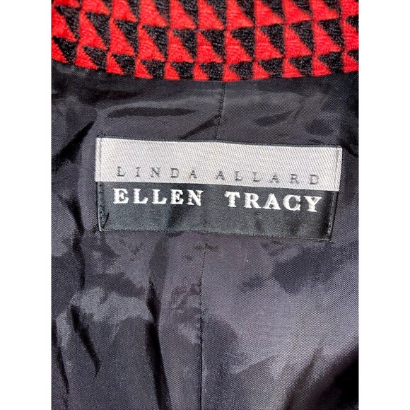 VTG LINDA ALLARD FOR ELLEN TRACY WOOL BLAZER JACKET  RED BLACK PLAID SIZE 14 - Picture 12 of 15